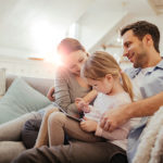 young family inside home